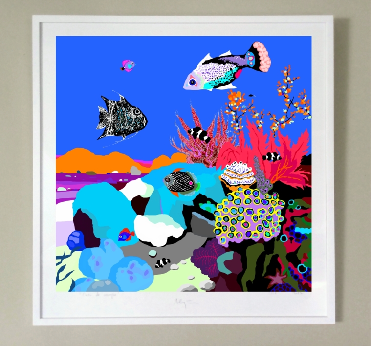 Peces de ciudad II (43x43cm) | Dibujo de ALEJOS | Compra arte en Flecha.es