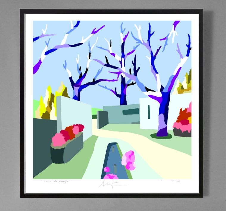 La casa de los árboles (61x61cm) | Dibujo de ALEJOS | Compra arte en Flecha.es