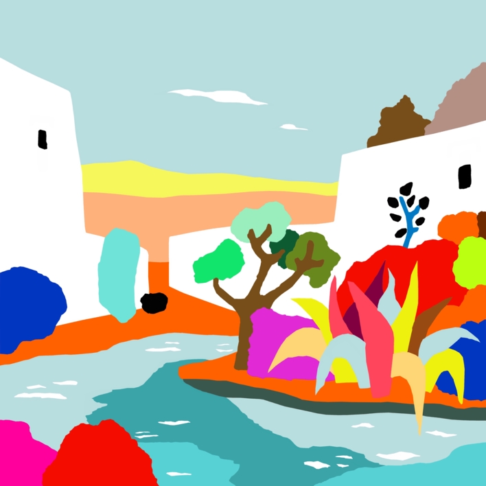 Mi nuevo hogar (43x43cm) |Dibujo de ALEJOS | Compra arte en Flecha.es