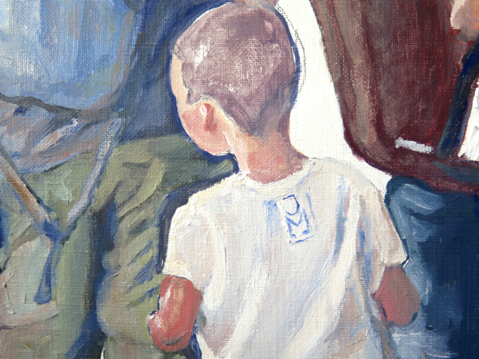 En la cola del autobús | Pintura de JESÚS MANUEL MORENO | Compra arte en Flecha.es