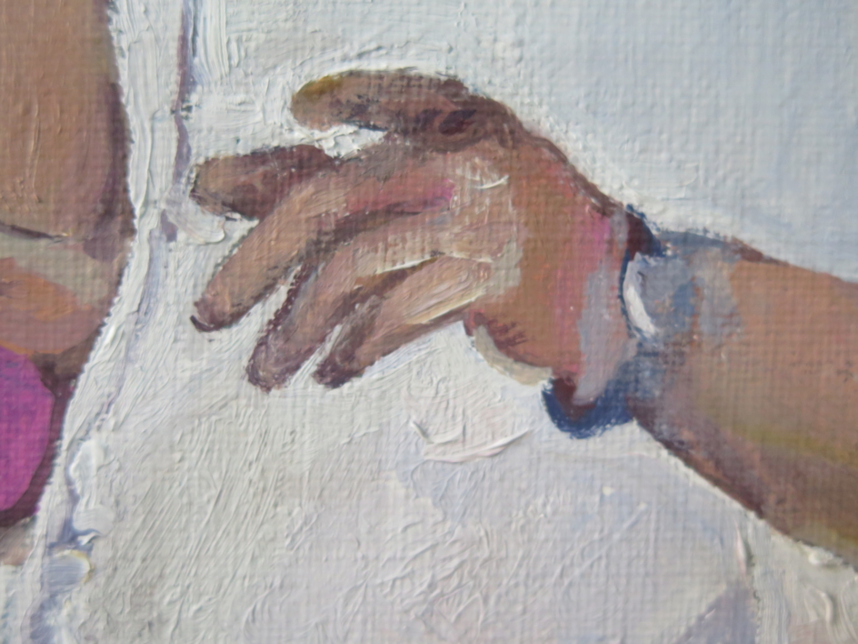 En la cola del autobús | Pintura de JESÚS MANUEL MORENO | Compra arte en Flecha.es