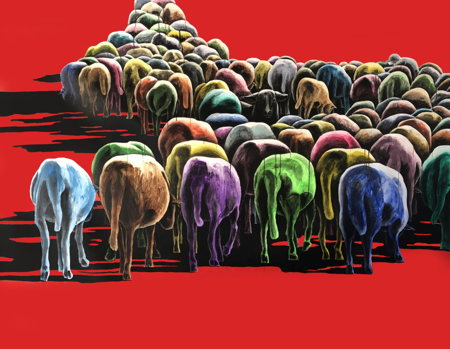 De la serie¨El Rebaño¨. Migracion. |Pintura de Andrey Quintana | Compra arte en Flecha.es