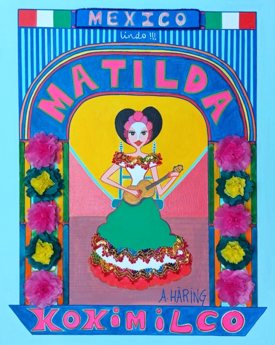 Matilda en Xoximilco |Collage de Ángela Fernández Häring | Compra arte en Flecha.es