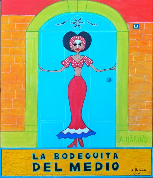 Matilda en La Bodeguita del Medio (Cuba) |Collage de Ángela Fernández Häring | Compra arte en Flecha.es