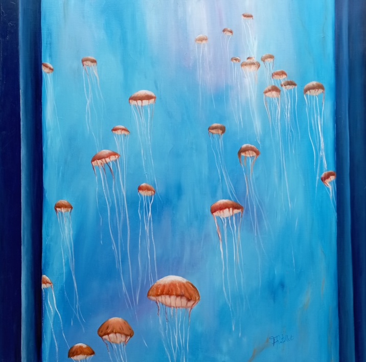 ballet de medusas en el escenario |Pintura de RUTILLET Françoise | Compra arte en Flecha.es
