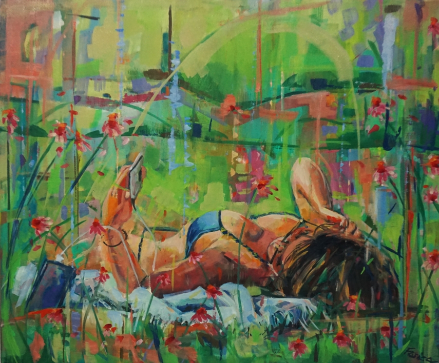 Al sol sobre la hierba |Pintura de Amaya Fernández Fariza | Compra arte en Flecha.es