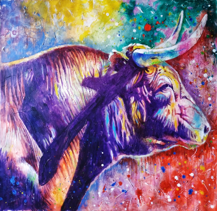 TORO DE LUZ |Pintura de Carlos Anabeil | Compra arte en Flecha.es