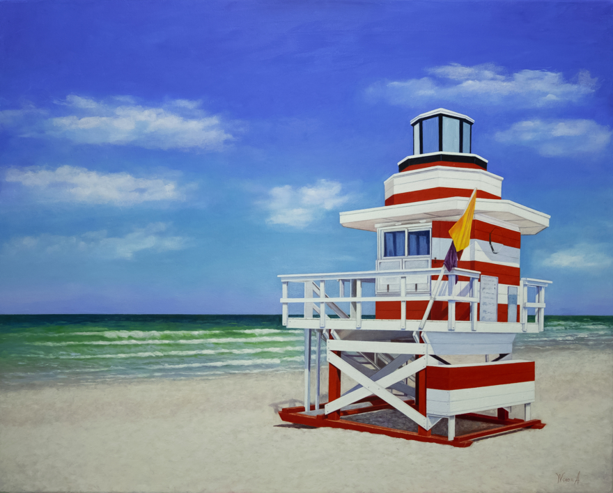 Miami. La Torre Salvavidas. |Pintura de Anastasia Woron | Compra arte en Flecha.es