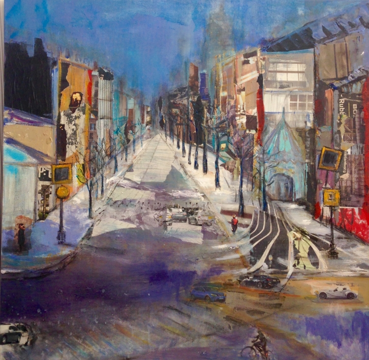 Calle nevada |Collage de Mavi Recio | Compra arte en Flecha.es