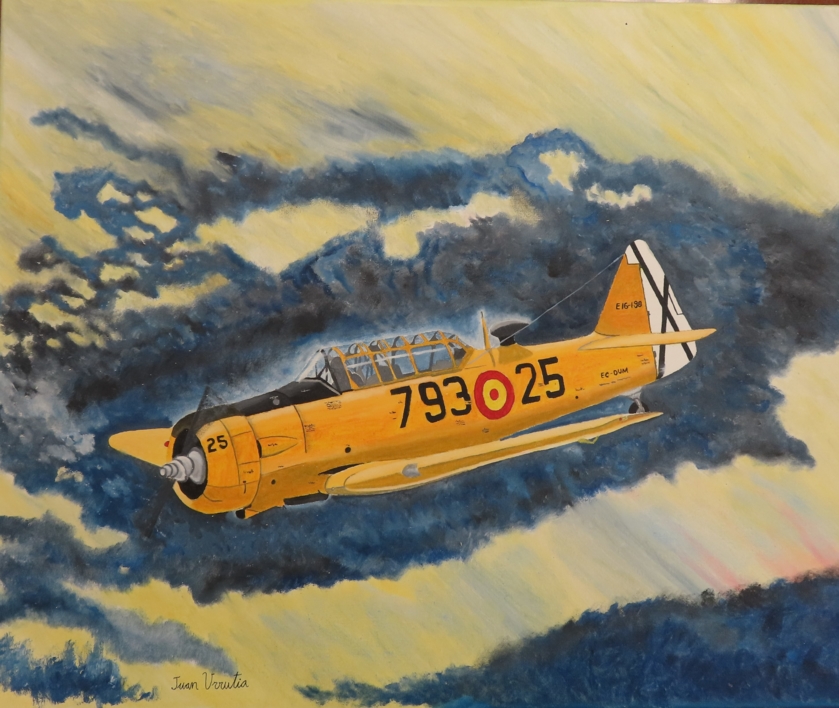 NORTH AMERICAN T-6 TEXAN: CUNA DE AVIADORES |Pintura de Juan Urrutia de Hoyos | Compra arte en Flecha.es
