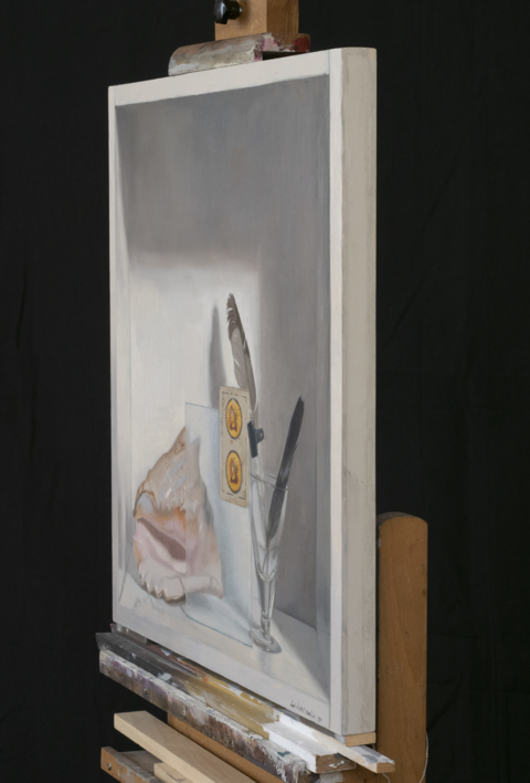 La caracola y el naipe | Pintura de Álvarez Cebrián | Compra arte en Flecha.es