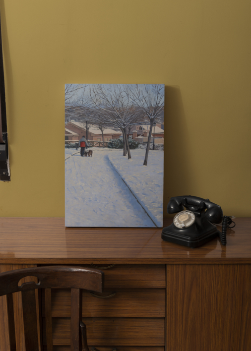 Nevada en el parque. | Pintura de Álvarez Cebrián | Compra arte en Flecha.es