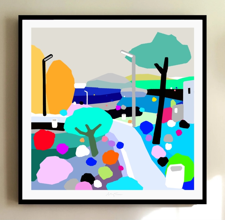 Parque del mar (81x81cm) | Dibujo de ALEJOS | Compra arte en Flecha.es