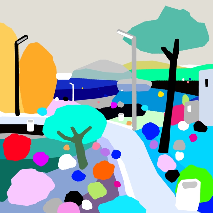 Parque del mar (81x81cm) | Dibujo de ALEJOS | Compra arte en Flecha.es