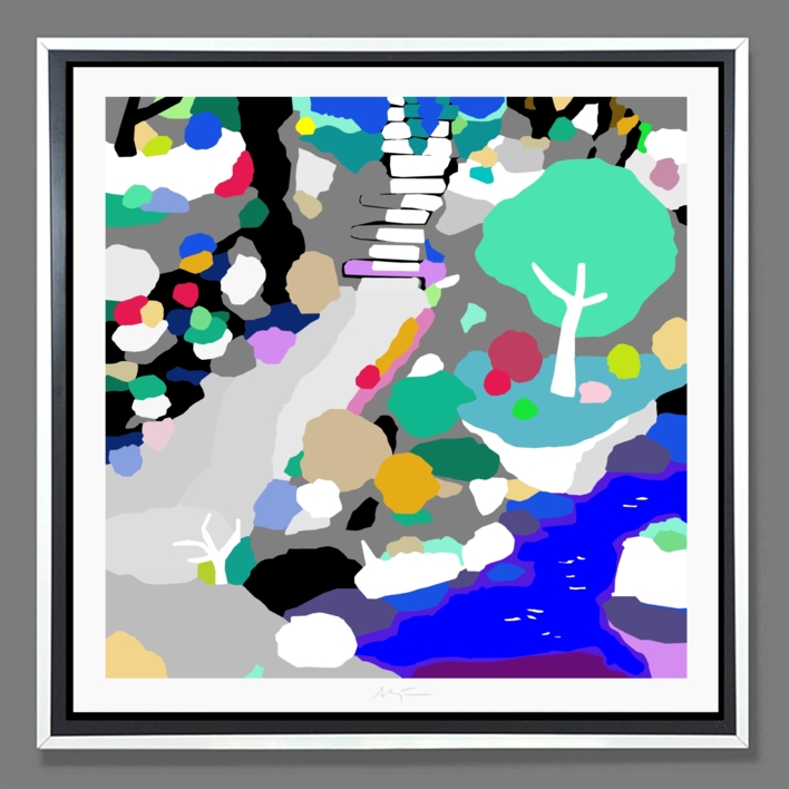 Escalera de río (81x81cm) | Dibujo de ALEJOS | Compra arte en Flecha.es