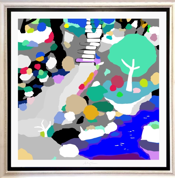 Escalera de río (81x81cm) | Dibujo de ALEJOS | Compra arte en Flecha.es