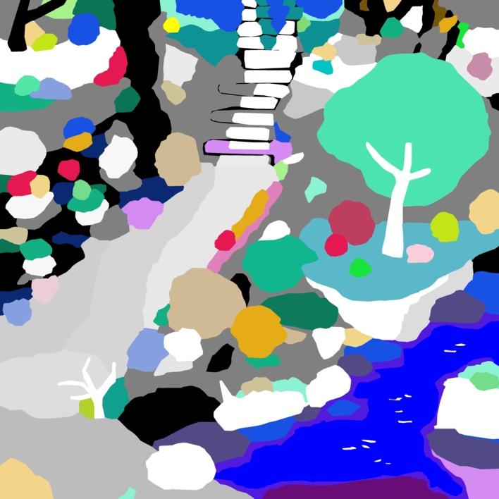 Escalera de río (81x81cm) | Dibujo de ALEJOS | Compra arte en Flecha.es