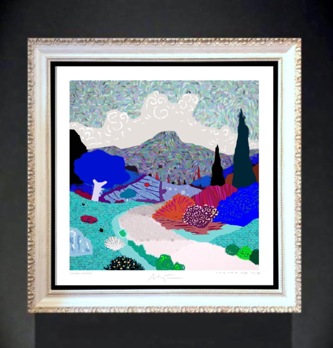 Camino en los campos (61x61cm) | Dibujo de ALEJOS | Compra arte en Flecha.es