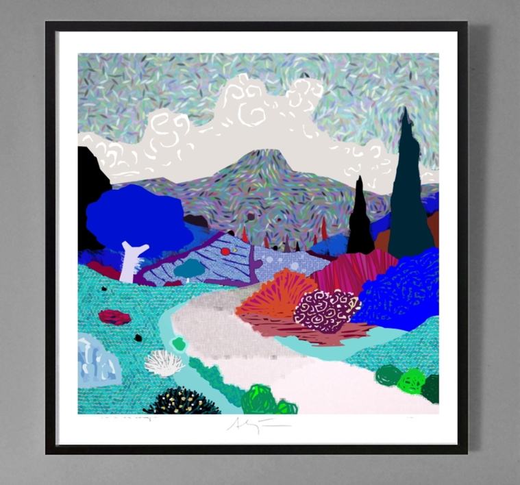 Camino en los campos (61x61cm) | Dibujo de ALEJOS | Compra arte en Flecha.es