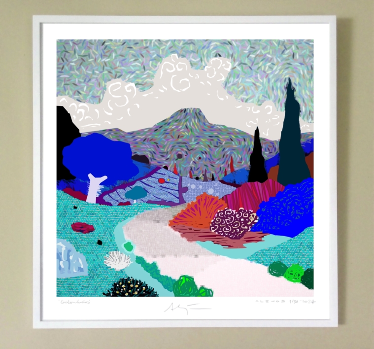 Camino en los campos (61x61cm) | Dibujo de ALEJOS | Compra arte en Flecha.es