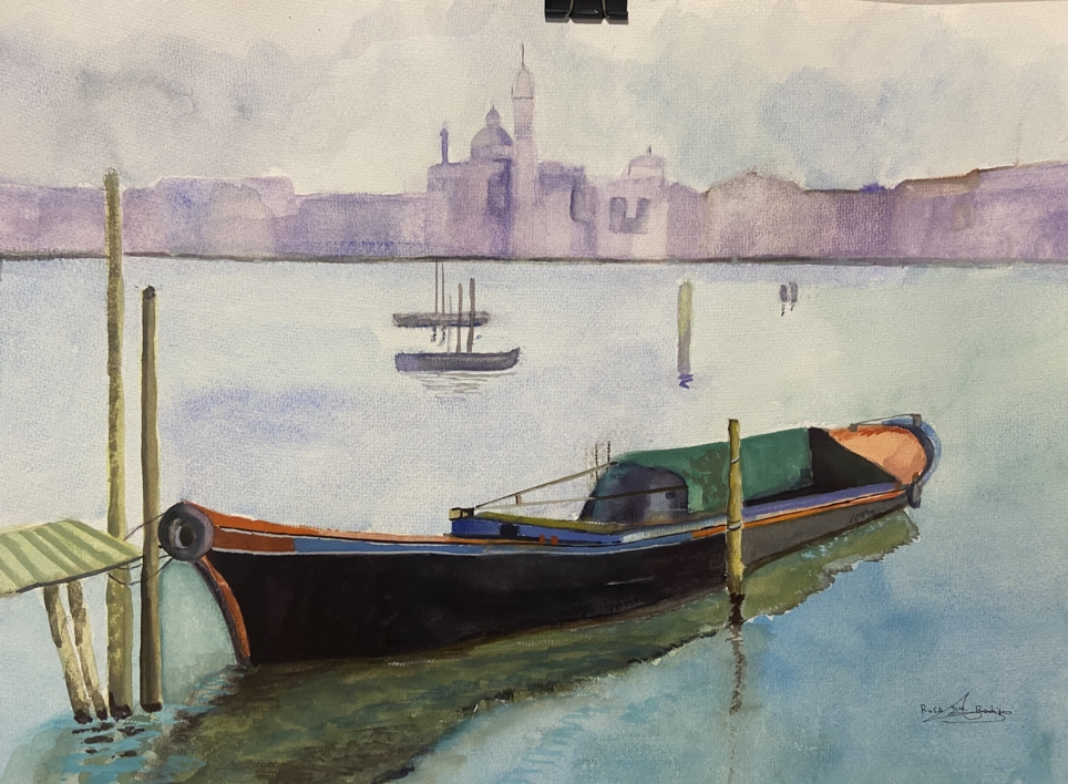 Barcaza  en Venecia |Dibujo de ROSA  OJOSNEGROS | Compra arte en Flecha.es