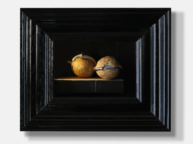 Bodegón con dos nueces después de Adriaen Coorte|EsculturadeTomás Justicia| Compra arte en Flecha.es