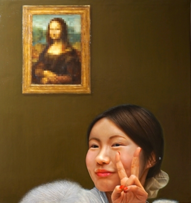 Selfie con la Gioconda|PinturadeEzequiel Martinez Llaser| Compra arte en Flecha.es