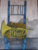 Silla con trompeta de tres pistones | Dibujo de de la Concepción Torreira | Compra arte en Flecha.es