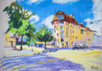 STREET VIEW OF GENEVA, SWITZERLAND. IMPRESSIONISTIC ETUDE ORIGINAL OIL PASTEL PAINTING. SMALL CITYSCAPE IMPRESSIONISM IMPRESSION DECOR TRAVEL BRIGHT | Pintura de Sasha Romm Art | Compra arte en Flecha.es