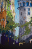 GALATA TOWER IN ISTANBUL. ORIGINAL OIL PASTEL PAINTING. SMALL CITY STREET SCENE IMPRESSIONISM IMPRESSION ARCHITECTURE DECOR TRAVEL TURKEY URBAN | Pintura de Sasha Romm Art | Compra arte en Flecha.es