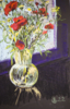 SUMMER BOUQUET WITH POPPIES AND CAMOMILES. CONTRAST INTERIOR STILL LIFE WITH FLOWERS ON BLACK BACKGROUND | Pintura de Sasha Romm Art | Compra arte en Flecha.es