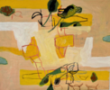 Plantas sobre amarillo y rosa | Pintura de Alfonso de Torres | Compra arte en Flecha.es