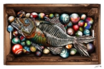 CAJA DE PECES Y PELOTAS | Collage de Ignacio Junquera | Compra arte en Flecha.es
